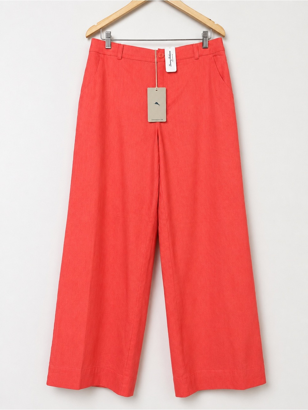 Tommy Bahama Paloma Coast Linen Blend Wide Leg Trousers Pure Coral Size 10